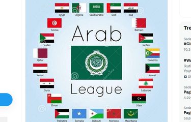 Tangkapan bendera negara anggota Liga Arab.
