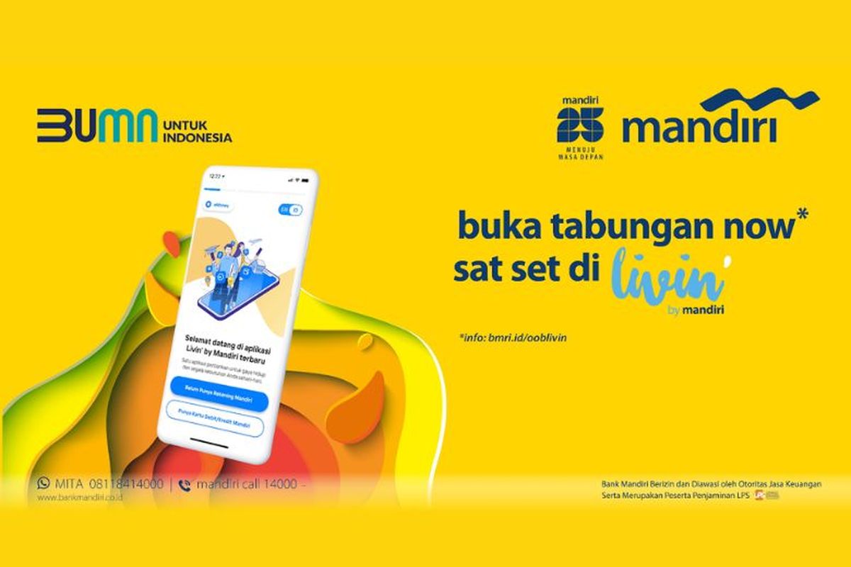 Buka rekening tabungan makin mudah tanpa antre dengan Mandiri Tabungan Now dari PT Bank Mandiri (Persero) Tbk. 