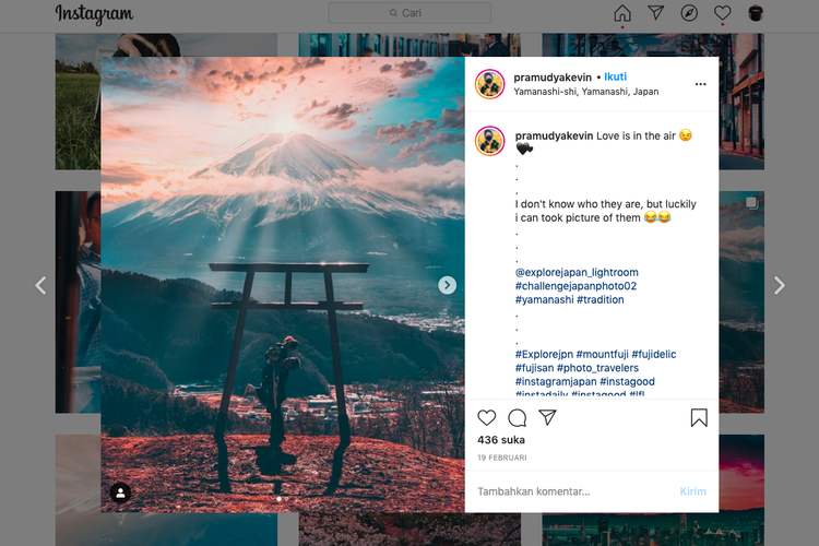 Tangkapan layar foto instagram Kevin Pramudya yang menang lomba Adobe