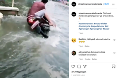 Viral, Video Motor Nekat Terabas Banjir hingga Masuk Selokan