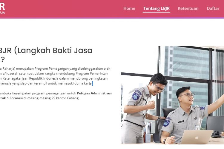 Tampilan website LBJR Jasa Raharja.