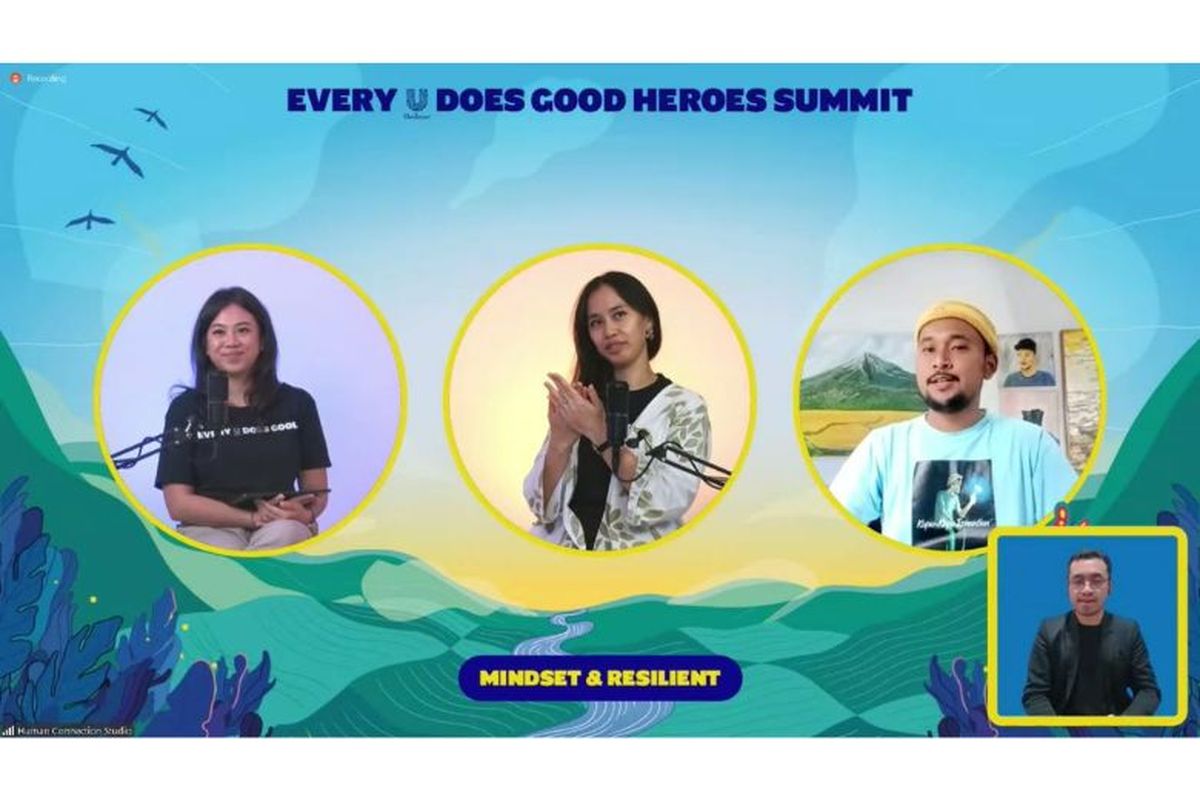 Pembekalan materi mindset and resilience pada program Every U Does Good Heroes Summit
