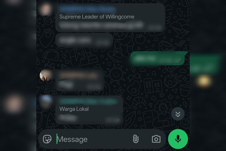Julukan atau label anggota grup yang muncul di bawah nama penguna WhatsApp dalam sebuah grup percakapan.