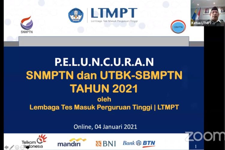 Ketua LTMPT Prof. Nasih pada peluncuran SNMPTN dan UTBK-SBMPTN 2021.