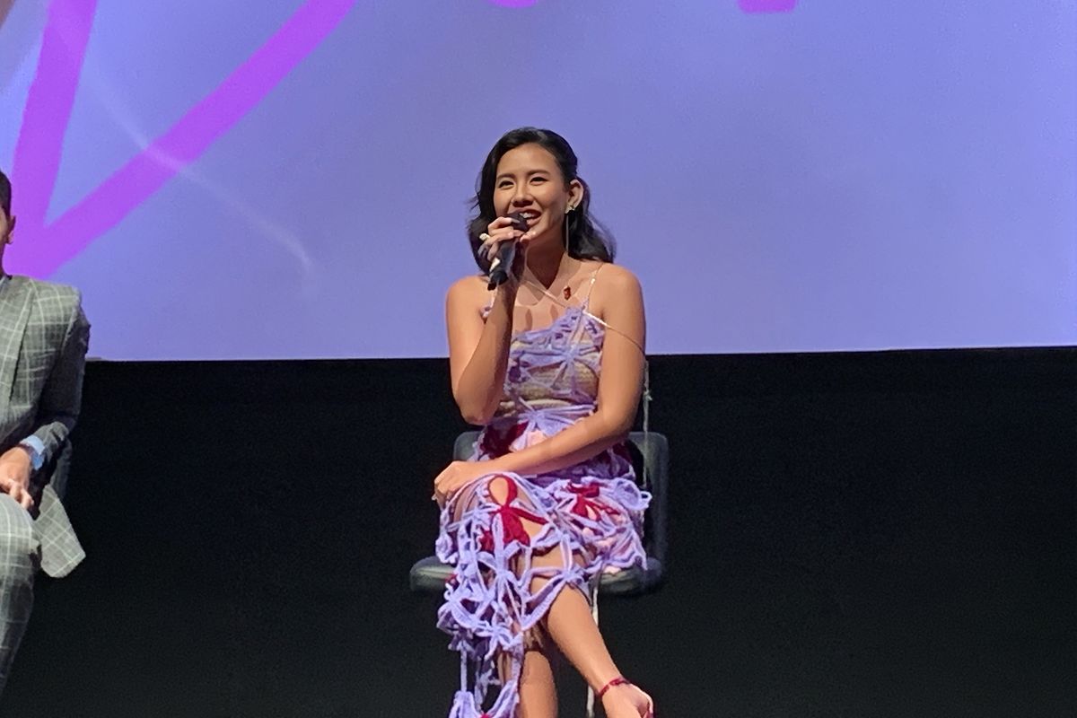Aktris Shenina Cinnamon saat ditemui dalam agenda jumpa pers dan screening film Dear David di Epicentrum XXI, Jakarta Selatan, Rabu (8/2/2023).