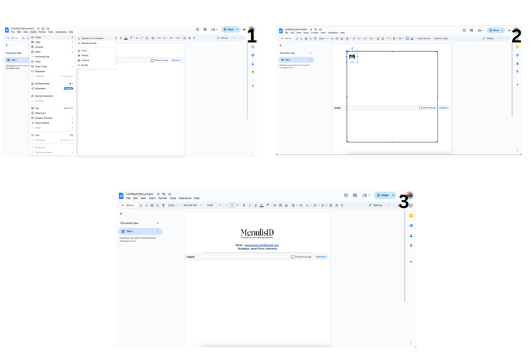 Ilustrasi cara buat kop surat di google docs