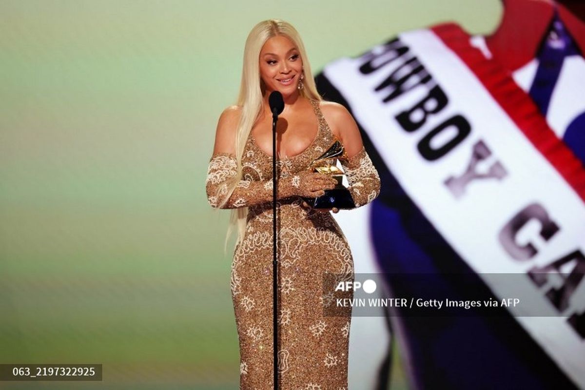 Beyonce di ajang penghargaan musik bergengsi Grammy Awards ke-67, di Crypto.com Arena, Los Angeles, pada Minggu (2/2/2025). Artis Pemenang Penghargaan Grammy Terbanyak
