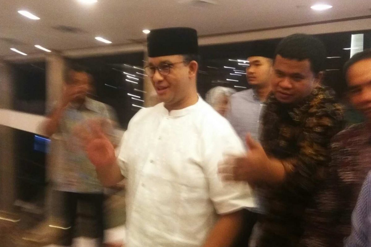 Gubernur terpilih DKI Jakarta Anies Baswedan menghadiri acara buka bersama Partai Bulan Bintang (PBB) di Hotel Grand Sahid Jaya, Rabu (21/6/2017).