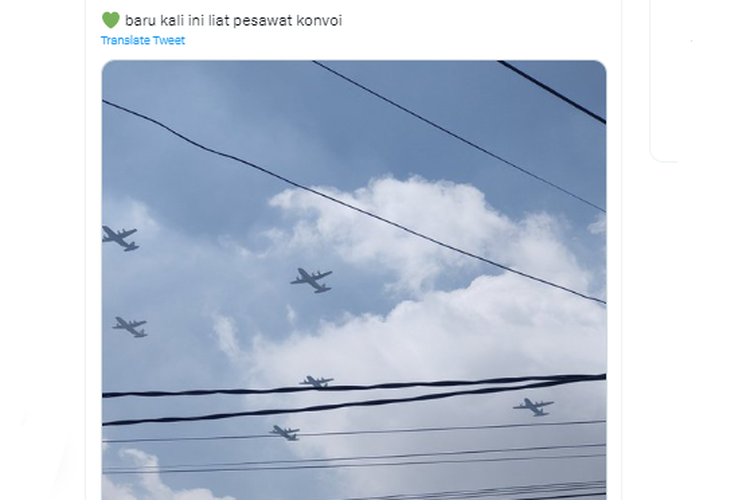 Tangkapan layar twit soal konvoi pesawat