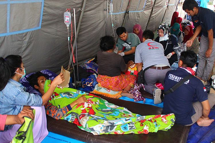 Korban gempa di Desa Sembalun, Lombok Timur, NTB.