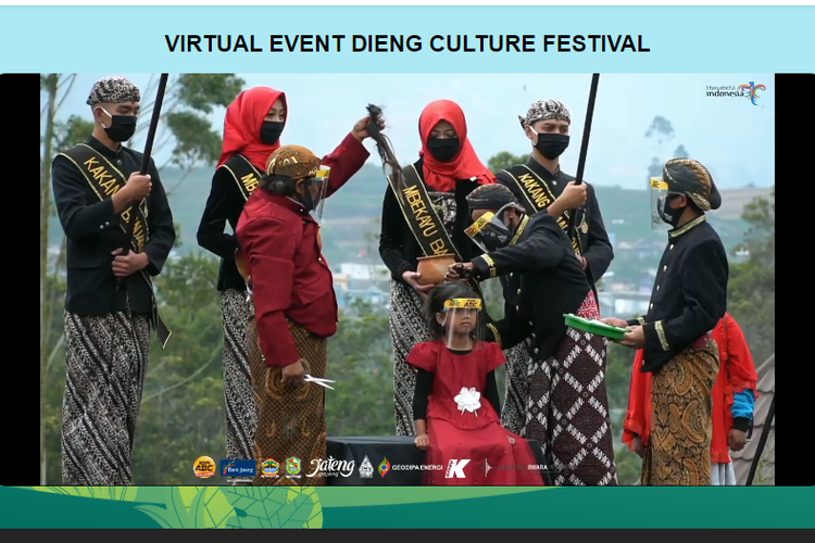 Dieng Culture Festival Virtual 2020, Kamis (17/9/2020). Ritual pencukuran rambut anak gimbal yang merupakan acara unggulan DCF digelar secara virtual akibat pandemi Covid-19.