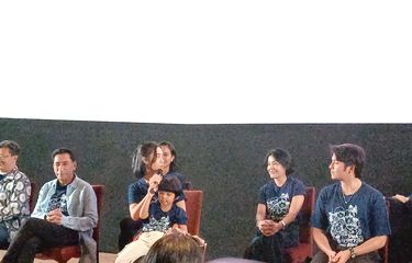 Nurra Datau konferensi pers trailer dan poster di film Dua Hati Biru, di Epicentrum XXI, Kuningan, Jakarta Selatan, Kamis (7/3/2024).