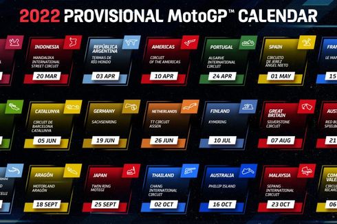 Jadwal Balap MotoGP Musim 2022, GP Mandalika Digelar 20 Maret