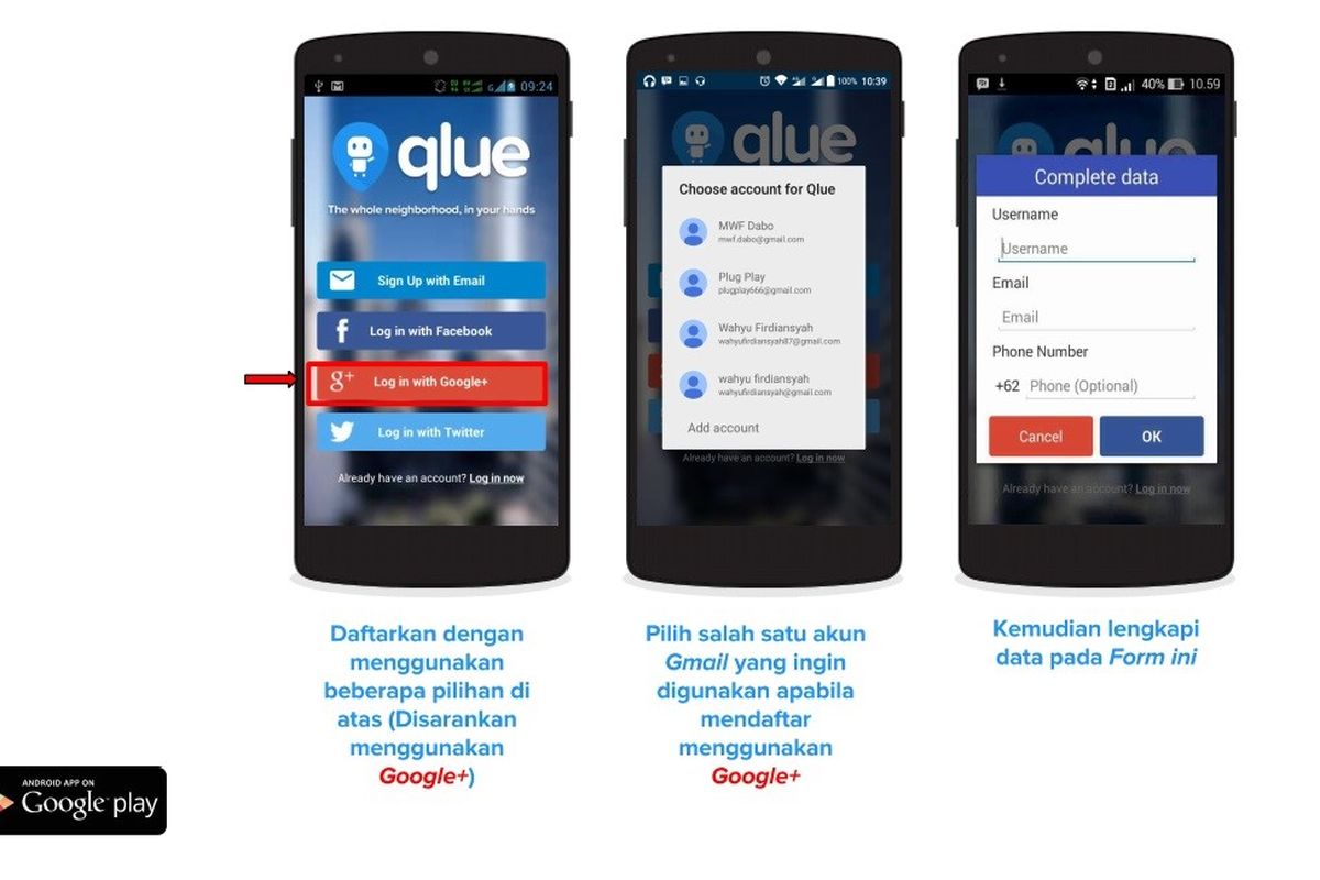 Langkah membuat aduan di aplikasi Qlue