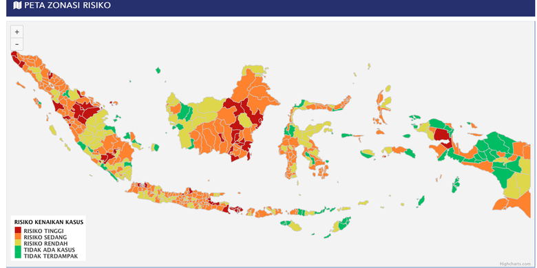 Tangkapan layar zona merah Covid-19