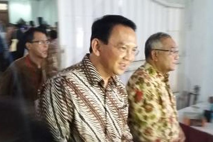 Gubernur DKI Jakarta Basuki Tjahaja Purnama, saat menghadiri peringatan 2 tahun wafatnya mantan Ketua MPR, Taufiq Kiemas, di Jalan Teuku Umar, Jakarta Pusat, Senin (8/6/2015).