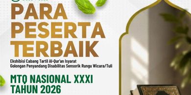6 Peserta Terbaik Tartil Al-Qur’an Isyarat MTQ Nasional 2026, Ini Daftar Nama dan Nilainya
