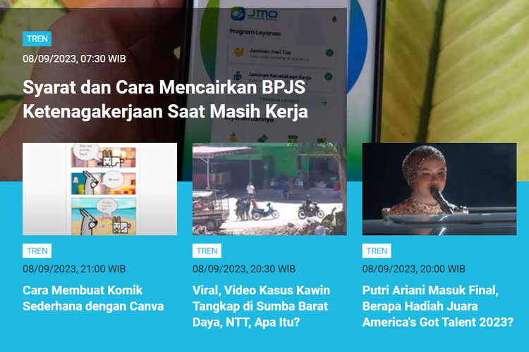 Berita terpopuler kanal Tren 8-9 September 2023.