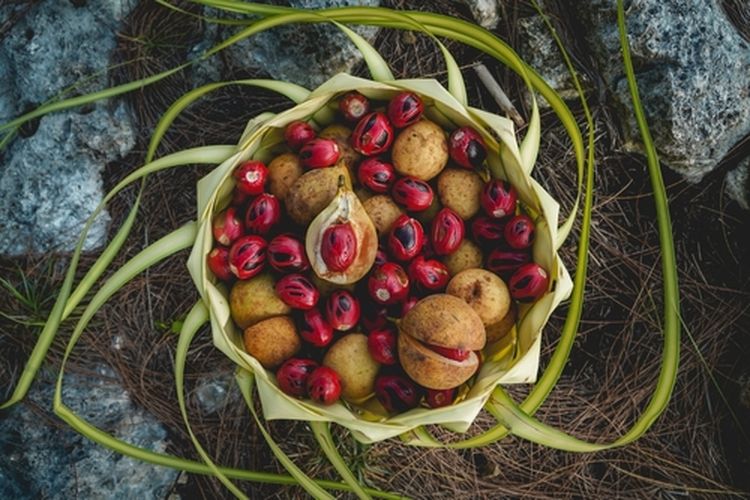 Buah pala yang telah dipanen