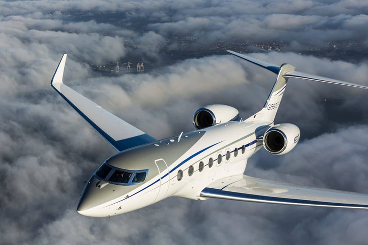 Ilustrasi pesawat jet pribadi Gulfstream.