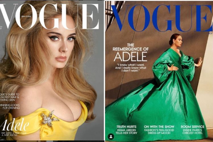 Adele dalam sampul majalan Vogue Inggris dan Amerika