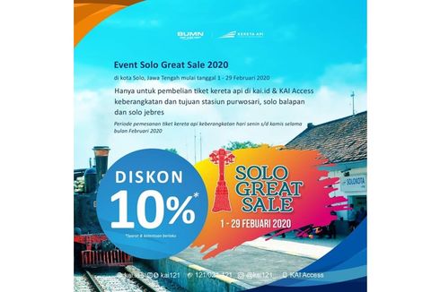 Dukung Solo Great Sale 2020, PT KAI Berikan Diskon 10 Persen Tiket Kereta Api