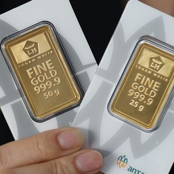 Produk emas batangan dari PT Aneka Tambang Tbk (Antam).
