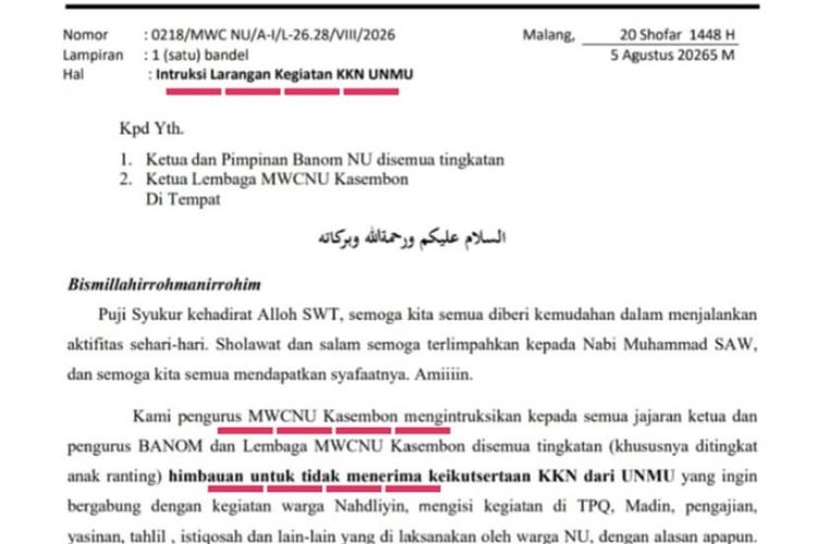 UMM Buka Suara soal Mahasiswa KKN Tak Dilibatkan dalam Kegiatan Keagamaan di Kasembon