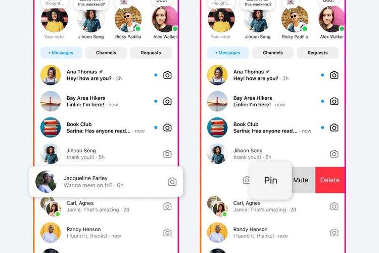 Ilustrasi pin chat di Instagram