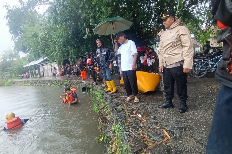 Lokasi balita hilang di Sungai Mbelik, Bantul. Sabtu (14/12/2024)