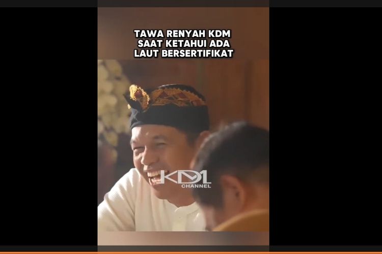 Gubernur Jawa Barat terpilih, Dedi Mulyadi tertawa saat mendengar penjelasan bahwa darat hingga laut diberi sertifikat.