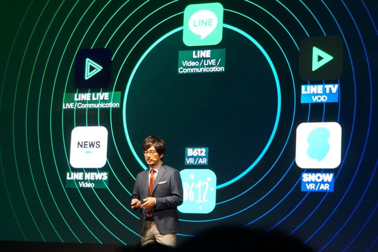 Daisuke Sasaki, Head of Entertainment Line, saat memaparkan materinya di Line Conference Tokyo 2017, Kamis (15/6/2017)                       