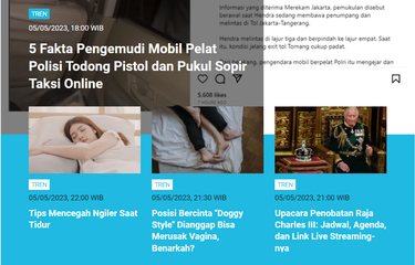Berita terpopuler kanal Tren Kompas.com 5-6 Mei 2023.