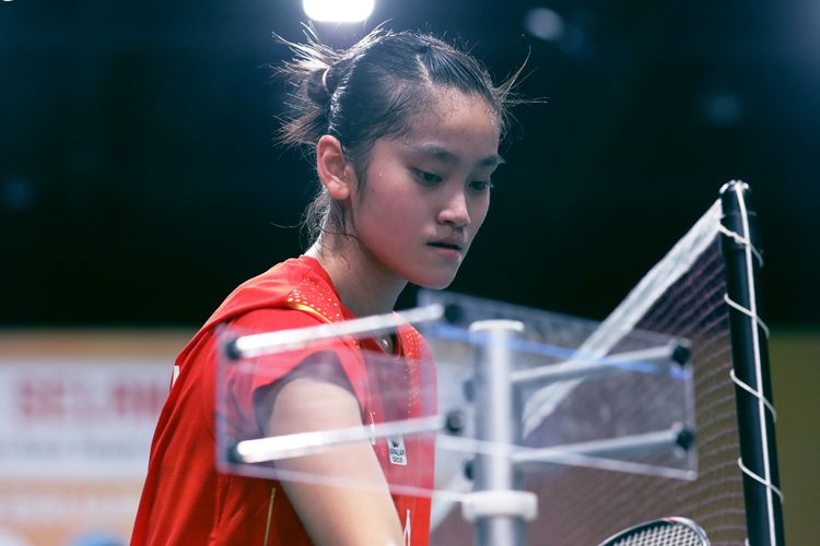 Tunggal putri Indonesia, Stephanie Widaja, beraksi di Kejuaraan Beregu Asia 2022, di Selangor, Malaysia.