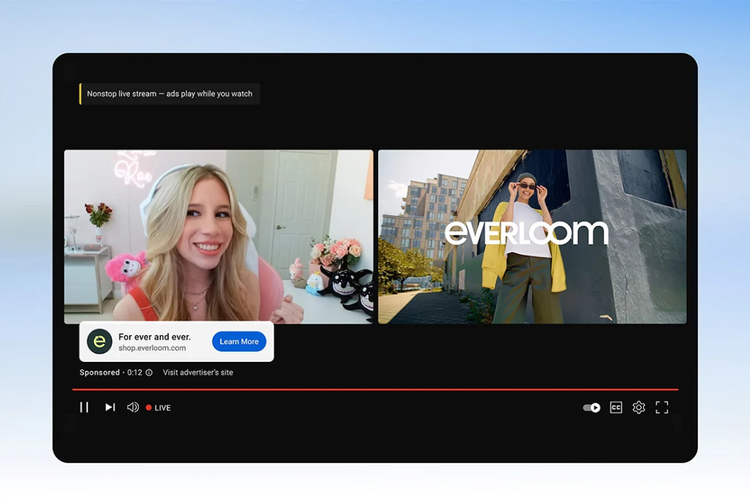 YouTube akan memperkenalkan dua format monetisasi baru, yaitu side-by-side ads dan members-only live stream. Dengan format side-by-side ads, tampilan iklan pada video streamer akan diposisikan berdampingan dengan tayangan live. Sementara itu, format members-only live stream memungkinkan streamer mengubah siaran publik mereka menjadi lebih eksklusif hanya untuk pelanggan berbayar.