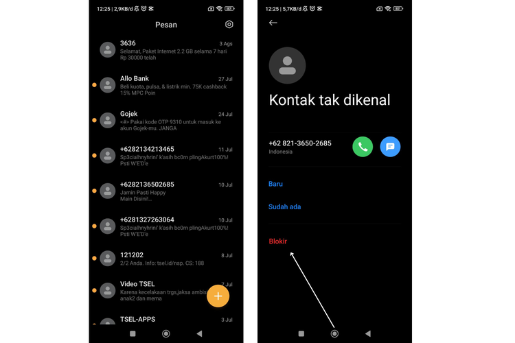 Ilustrasi cara blokir sms di HP Xiaomi