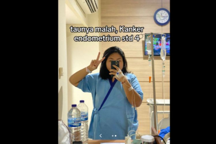 Tangkapan layar video seorang wanita asal Jakarta mengidap kanker rahim yang awalnya meinbulkan gejala sakit perut.