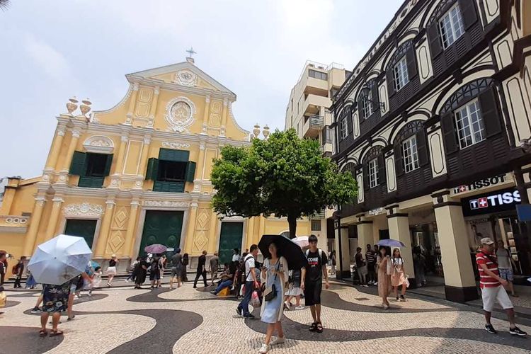 Senado square yang merupakan area perbelanjaan di Makau.