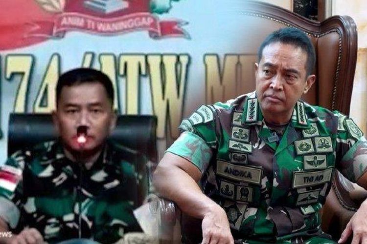 Sekretaris Dinas Penerangan Angkatan Darat (Dispenad) Kolonel Arh Hamim Tohari dan Panglima TNI Jenderal Andika Perkasa.