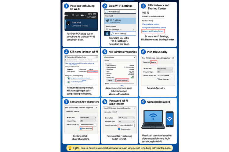 Ilustrasi cara cek password wifi di laptop/pc windows ini diperbarui dengan AI
