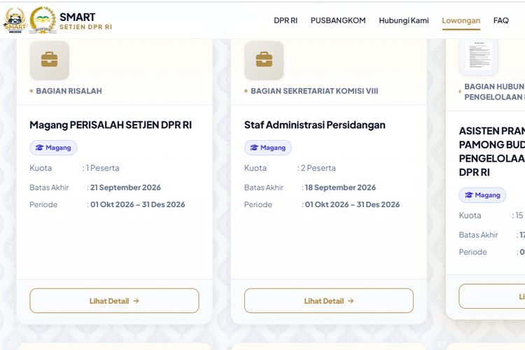 Rasakan Kerja di DPR, Cek 13 Lowongan Magang bagi Mahasiswa Aktif