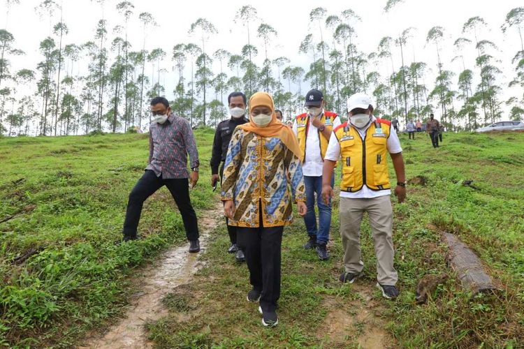 Gubernur Khofifah Indar Parawansa beserta jajaran Pemprov Jawa Timur meninjau langsung lokasi IKN yang berada di Kabupaten Penajam Paser Utara, Kalimantan Timur, Senin (31/1/2022).