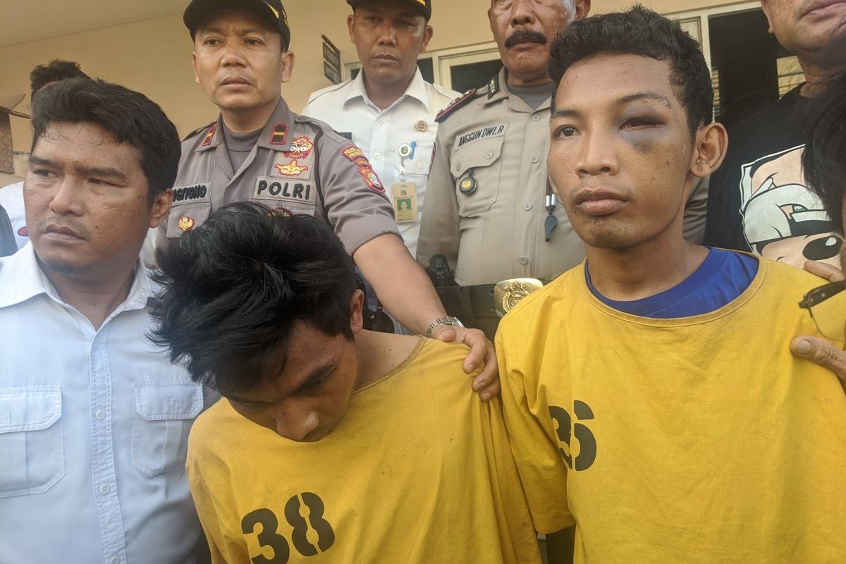 dua orang jambret yang diamankan Polres Metro Jakarta Utara yang mengincar penumpang taksi dan ojek online