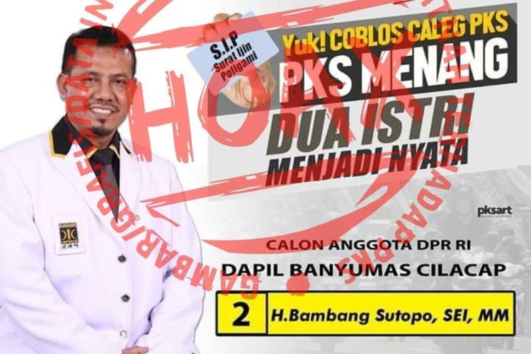 Beredar poster hoaks Caleg PKS dengan slogan dukungan RUU poligami.
