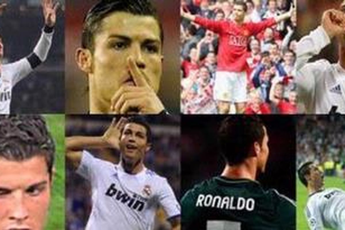 Aksi-aksi Cristiano Ronaldo dalam merayakan golnya. 