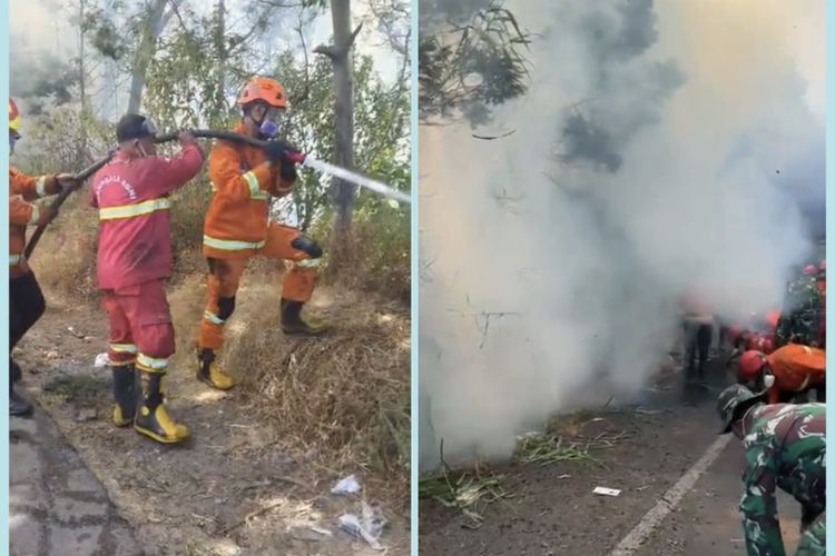 Pemadaman Kebakaran Bromo Terkendala Abu Vulkanik Semeru