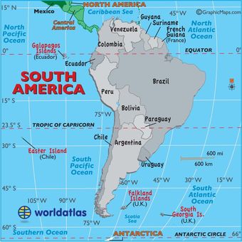 Peta Benua Estados Unidos Selatan