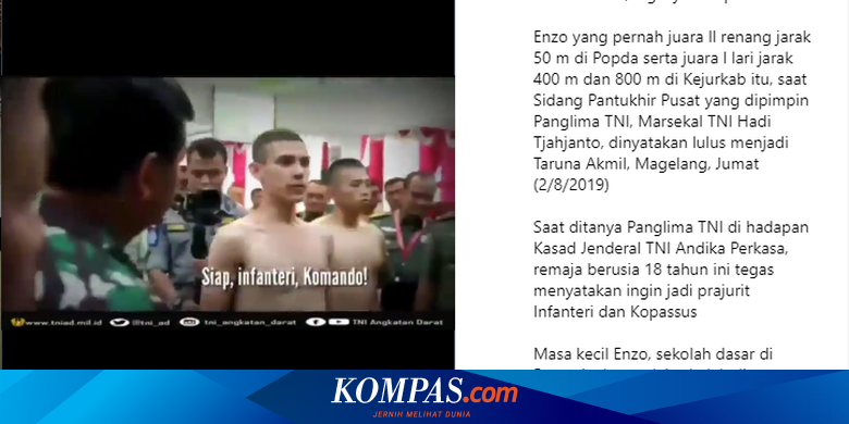 Enzo Zenz Taruna Akmil Keturunan Perancis Yang Ingin Jadi Kopassus Halaman All Kompas Com