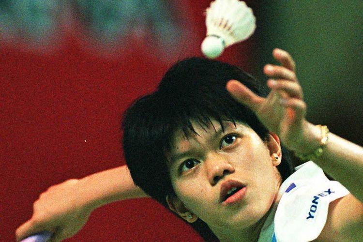 Mia audina saat masih menjadi atlet Indonesia, dalam salah satu penampilannya di Piala Uber di Hongkong, pada 23 Mei 1996. 