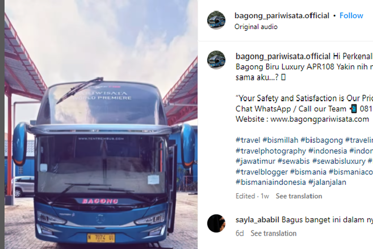 Bus pariwisata mewah PO Bagong